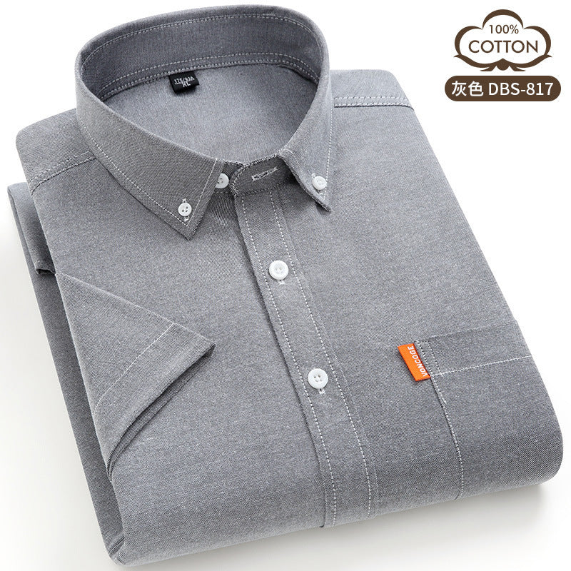 Oxford Cotton Short Sleeve Shirt – Breathable Business Casual for Men