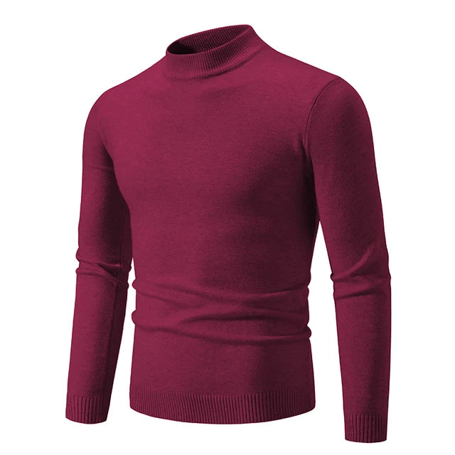 Half High Neck Knit Sweater – Slim Fit Casual Layer for Men