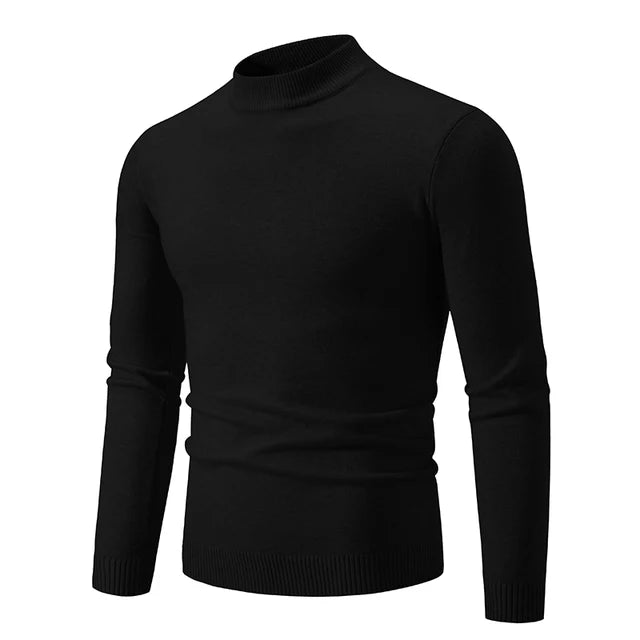 Half High Neck Knit Sweater – Slim Fit Casual Layer for Men
