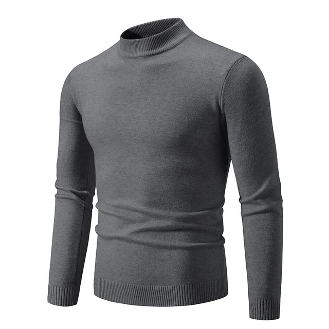 Half High Neck Knit Sweater – Slim Fit Casual Layer for Men