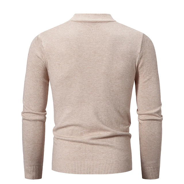 Half High Neck Knit Sweater – Slim Fit Casual Layer for Men