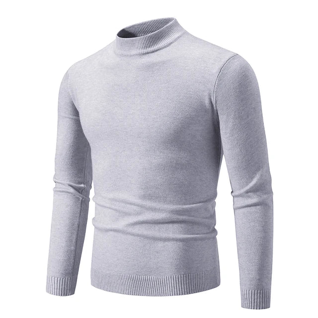 Half High Neck Knit Sweater – Slim Fit Casual Layer for Men
