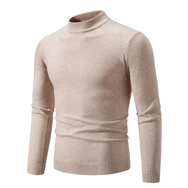 Half High Neck Knit Sweater – Slim Fit Casual Layer for Men
