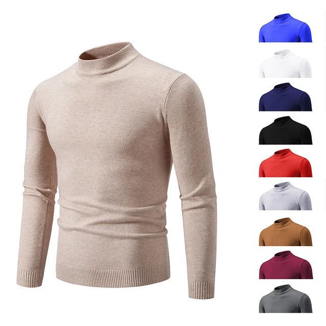 Half High Neck Knit Sweater – Slim Fit Casual Layer for Men