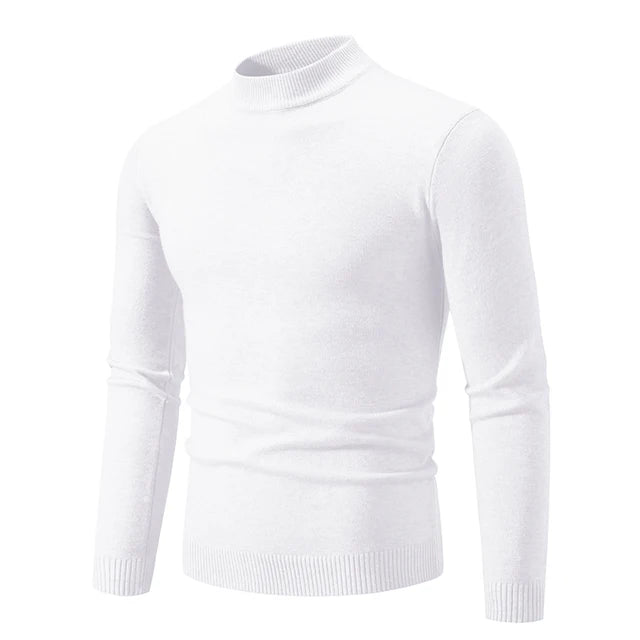 Half High Neck Knit Sweater – Slim Fit Casual Layer for Men
