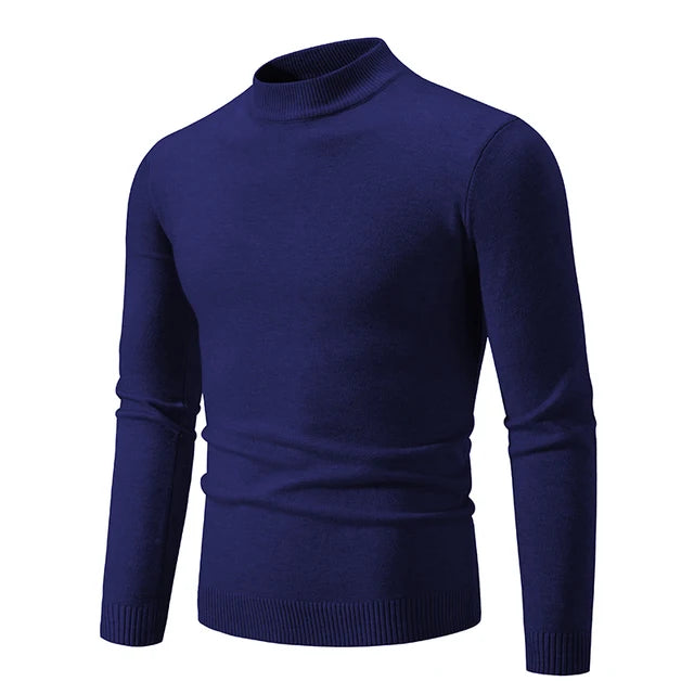 Half High Neck Knit Sweater – Slim Fit Casual Layer for Men