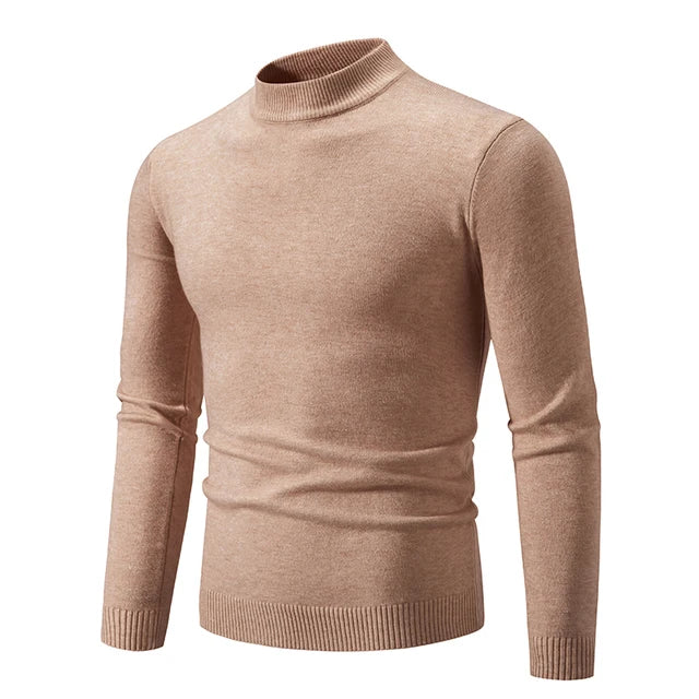 Half High Neck Knit Sweater – Slim Fit Casual Layer for Men