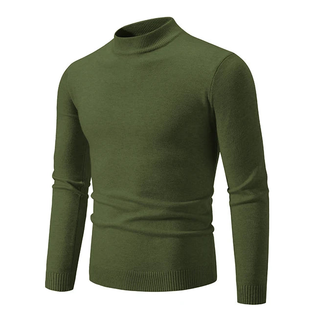 Half High Neck Knit Sweater – Slim Fit Casual Layer for Men