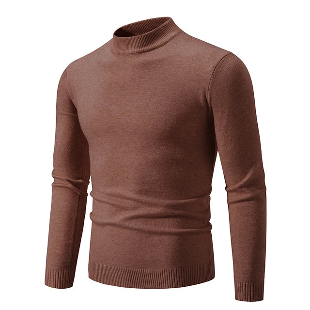 Half High Neck Knit Sweater – Slim Fit Casual Layer for Men