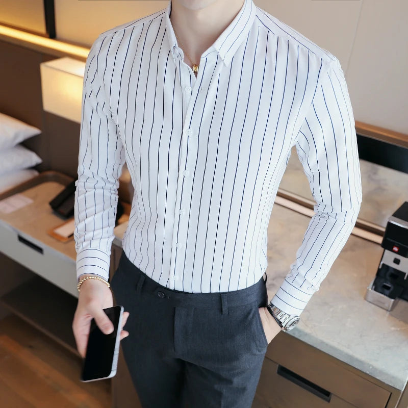 2025 Spring Striped Casual Shirt – Long Sleeve