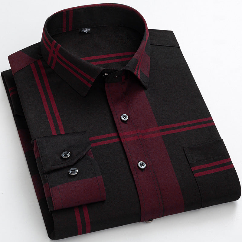 Gold-Embroidered Stretch Shirt – Non-Wrinkle Business Casual for Men