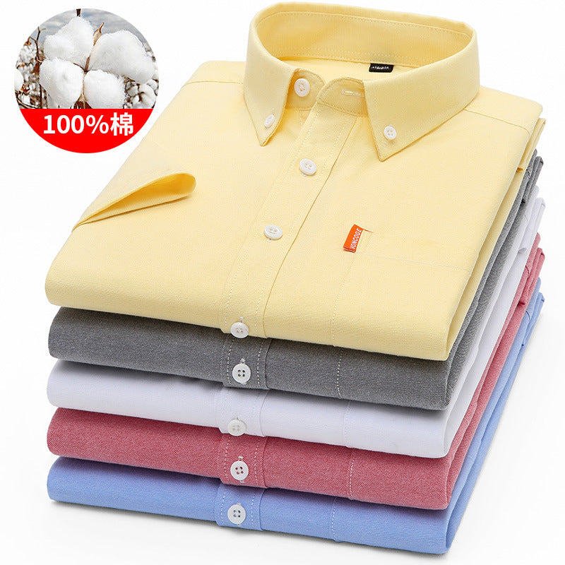 Oxford Cotton Short Sleeve Shirt – Breathable Business Casual for Men