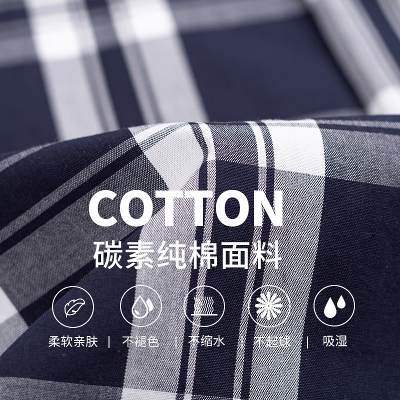 Charcoal Checked Slim-Fit Shirt – 100% Cotton Ribbed Long Sleeve for Men