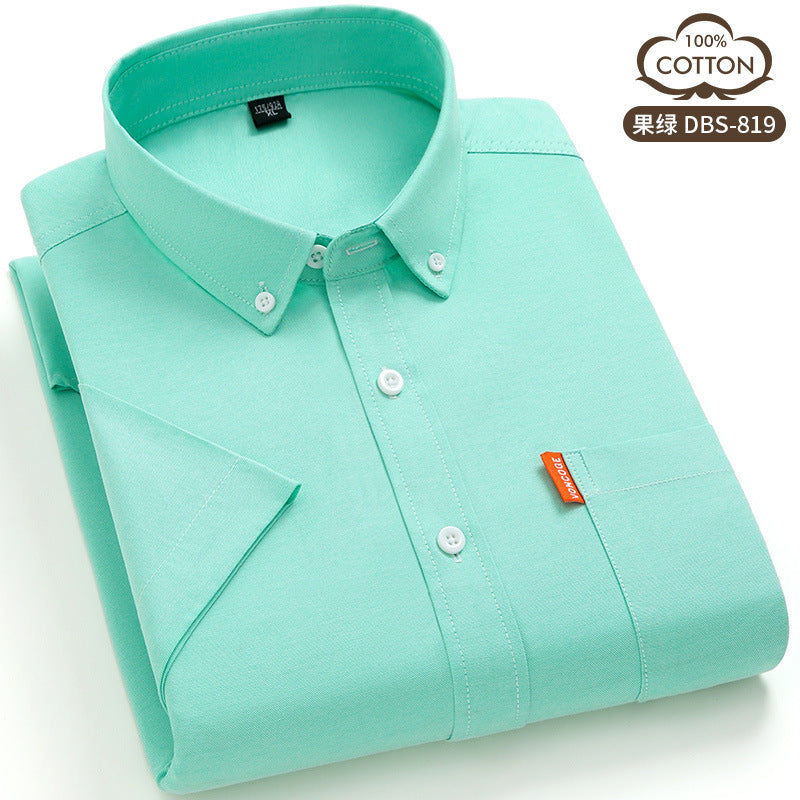 Oxford Cotton Short Sleeve Shirt – Breathable Business Casual for Men
