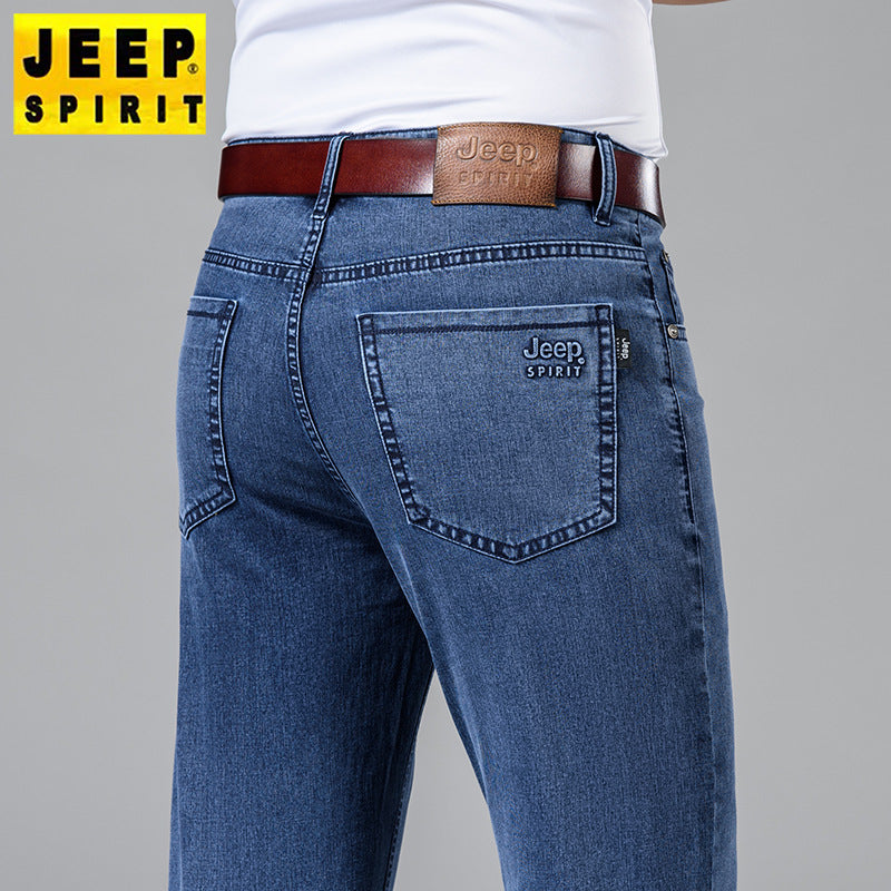 Men’s Stretch Denim Jeans – Straight Fit Business Casual Pants
