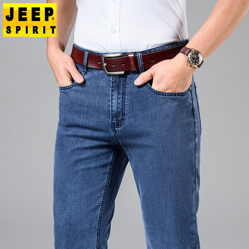 Men’s Stretch Denim Jeans – Straight Fit Business Casual Pants