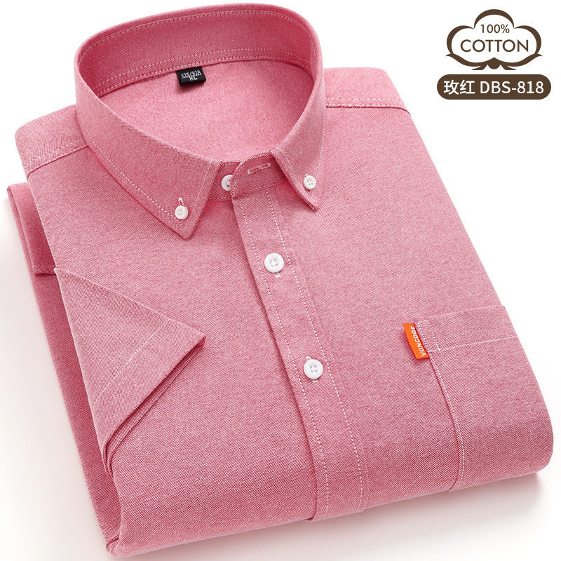 Oxford Cotton Short Sleeve Shirt – Breathable Business Casual for Men