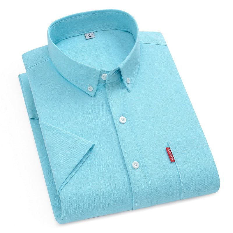 Oxford Cotton Short Sleeve Shirt – Breathable Business Casual for Men