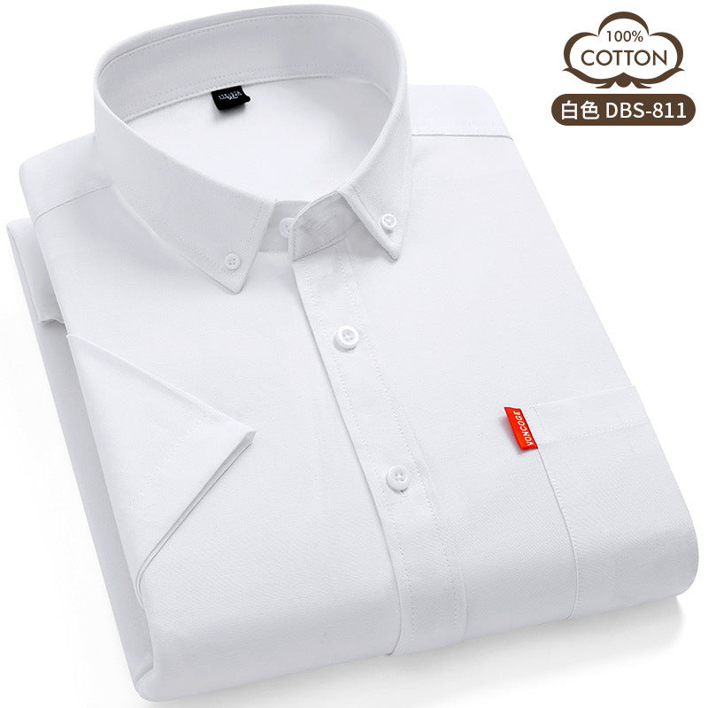 Oxford Cotton Short Sleeve Shirt – Breathable Business Casual for Men