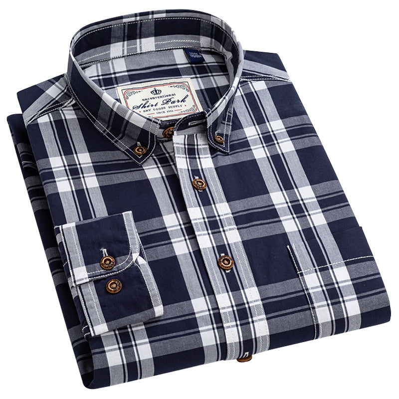 Charcoal Checked Slim-Fit Shirt – 100% Cotton Ribbed Long Sleeve for Men