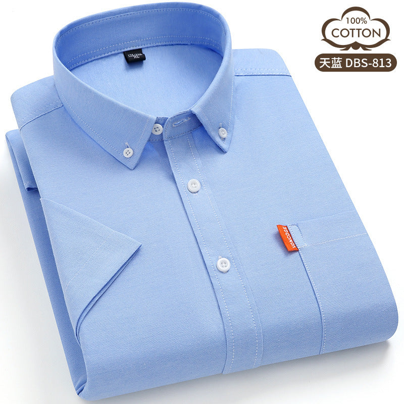 Oxford Cotton Short Sleeve Shirt – Breathable Business Casual for Men