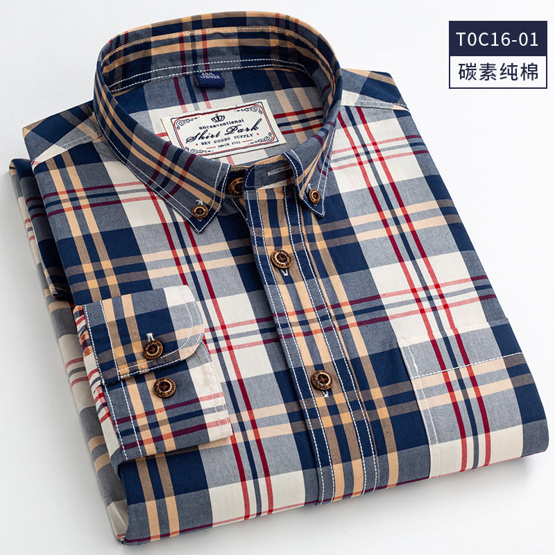 Charcoal Checked Slim-Fit Shirt – 100% Cotton Ribbed Long Sleeve for Men