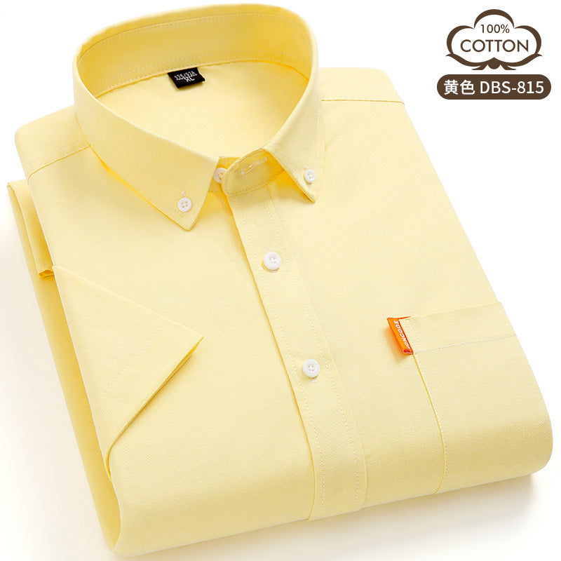 Oxford Cotton Short Sleeve Shirt – Breathable Business Casual for Men
