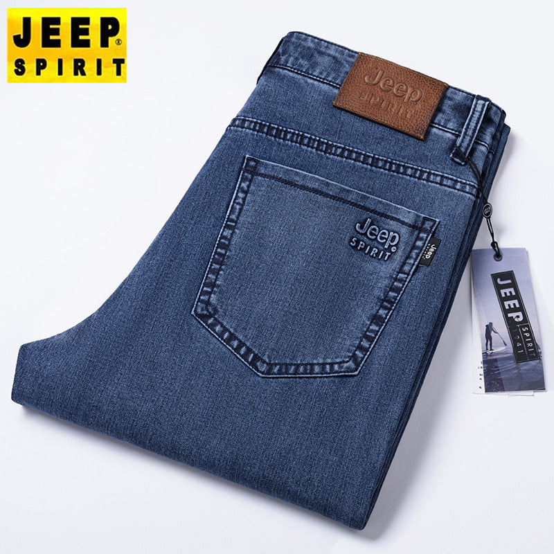 Men’s Stretch Denim Jeans – Straight Fit Business Casual Pants