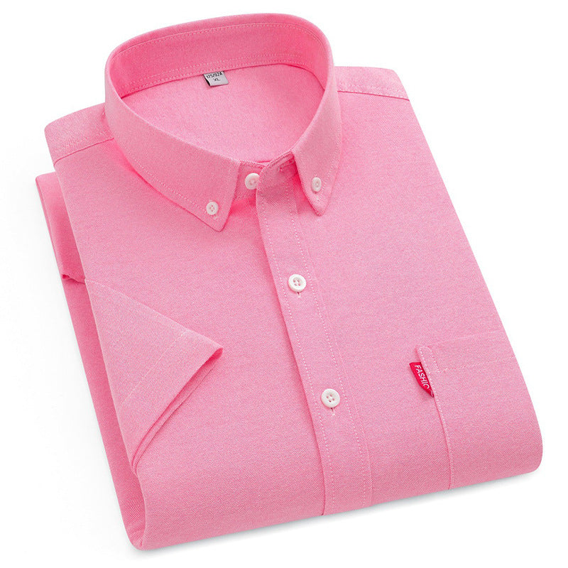 Oxford Cotton Short Sleeve Shirt – Breathable Business Casual for Men