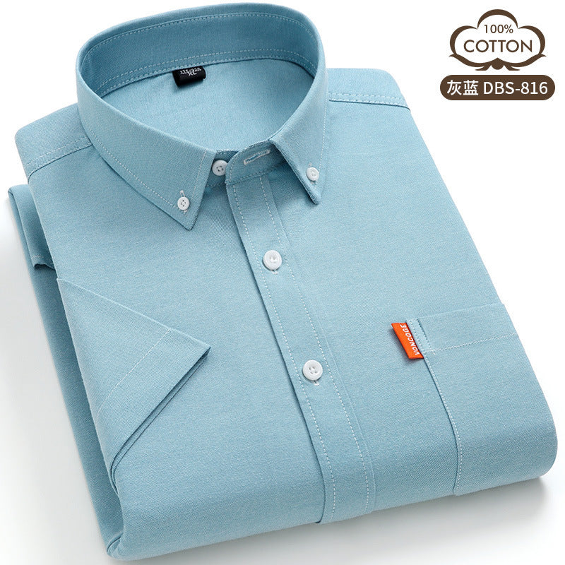 Oxford Cotton Short Sleeve Shirt – Breathable Business Casual for Men
