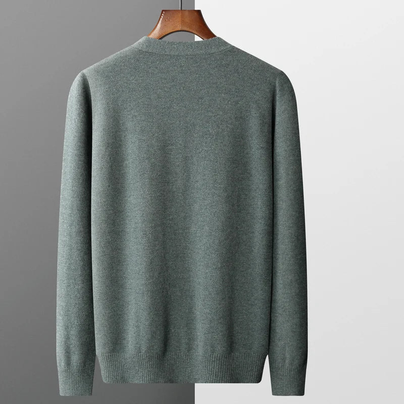 100% Pure Wool Cardigan – High-Quality Knitted Cashmere Sweater for Men