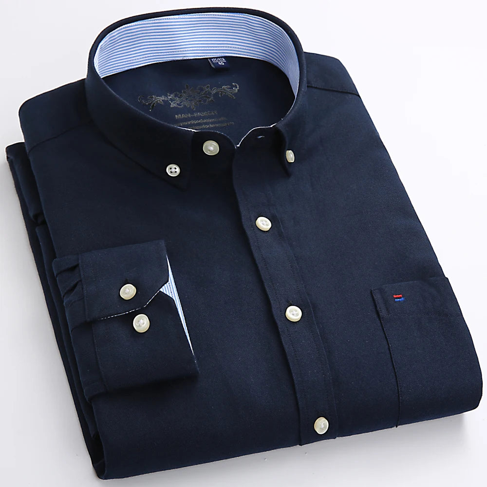 Oxford Striped & Plaid Work Shirt – Regular Fit Long Sleeve Gingham Style