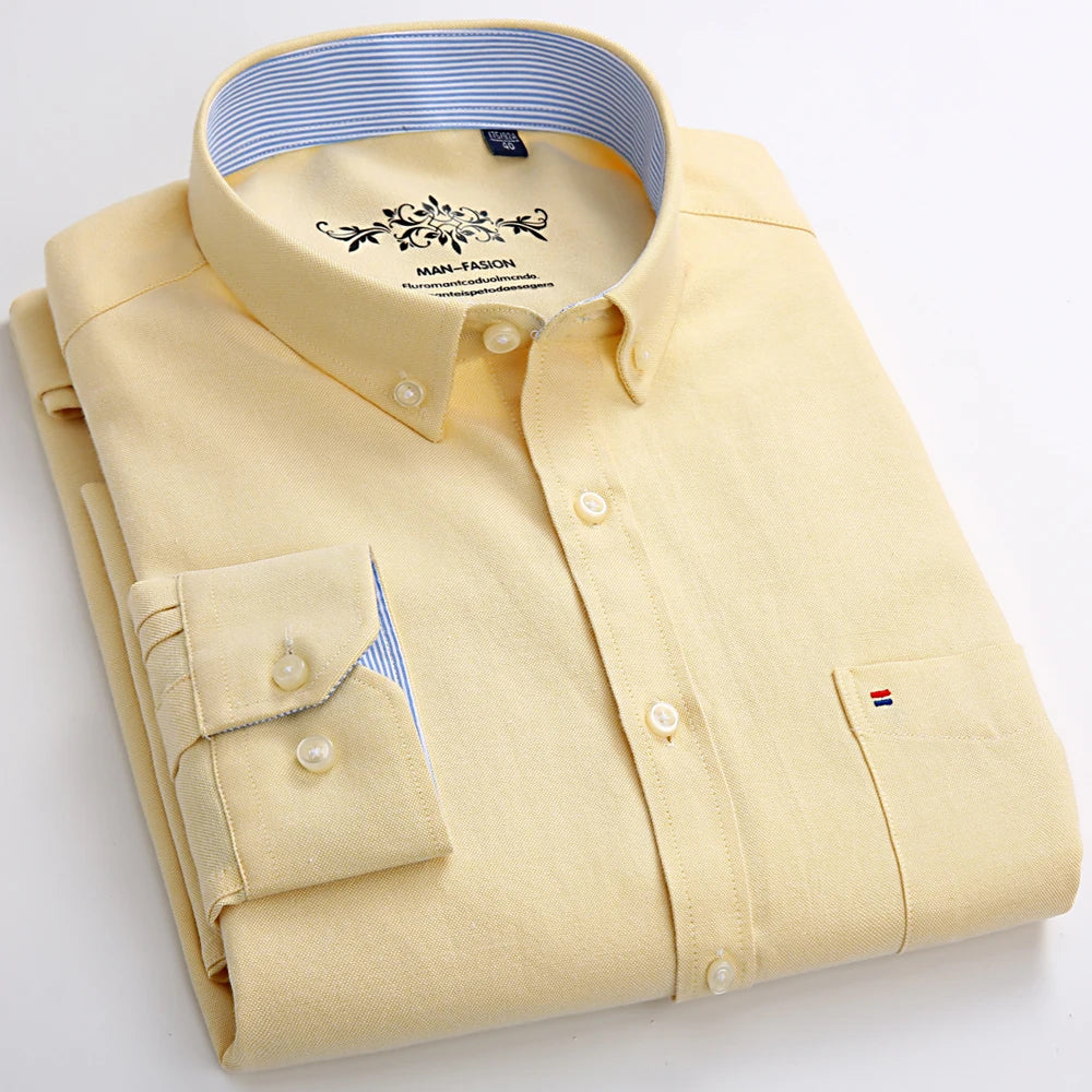 Oxford Striped & Plaid Work Shirt – Regular Fit Long Sleeve Gingham Style
