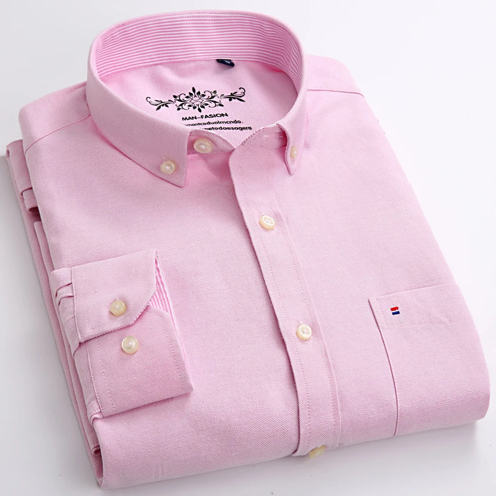 Oxford Striped & Plaid Work Shirt – Regular Fit Long Sleeve Gingham Style