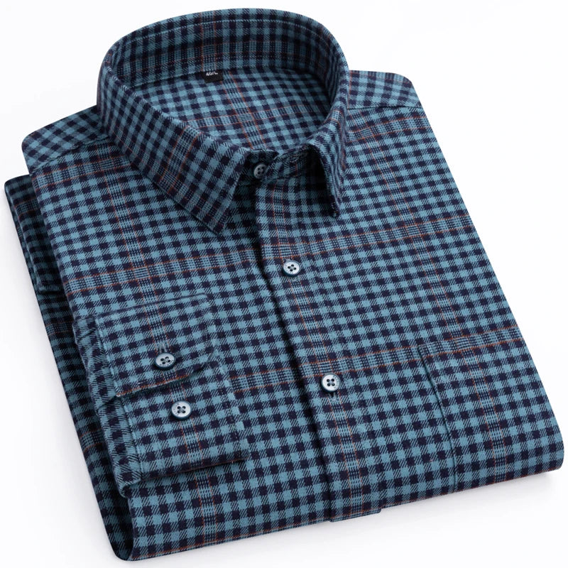 Premium Flannel Plaid Shirt – Heavy Cotton Long Sleeve for Men