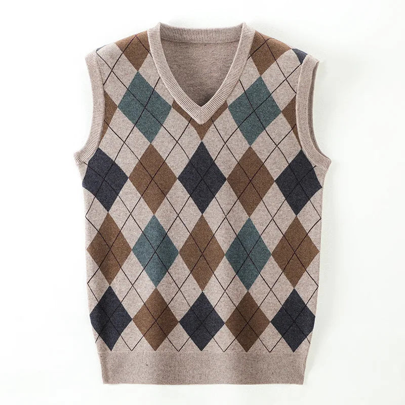 Men’s Sleeveless Knit Sweater Vest – Warm Casual Fit for Autumn & Winter