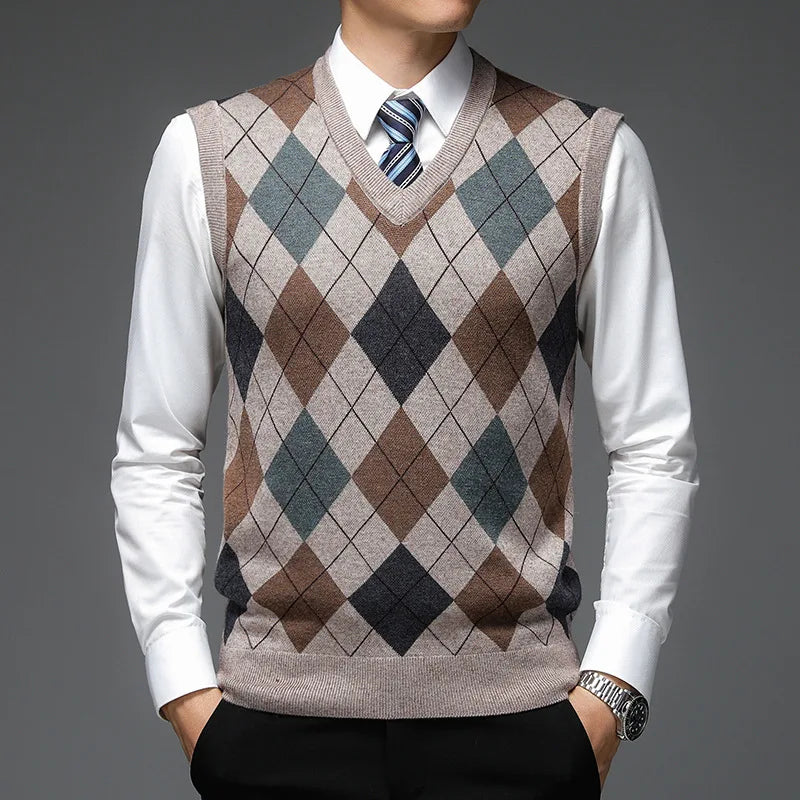 Men’s Sleeveless Knit Sweater Vest – Warm Casual Fit for Autumn & Winter