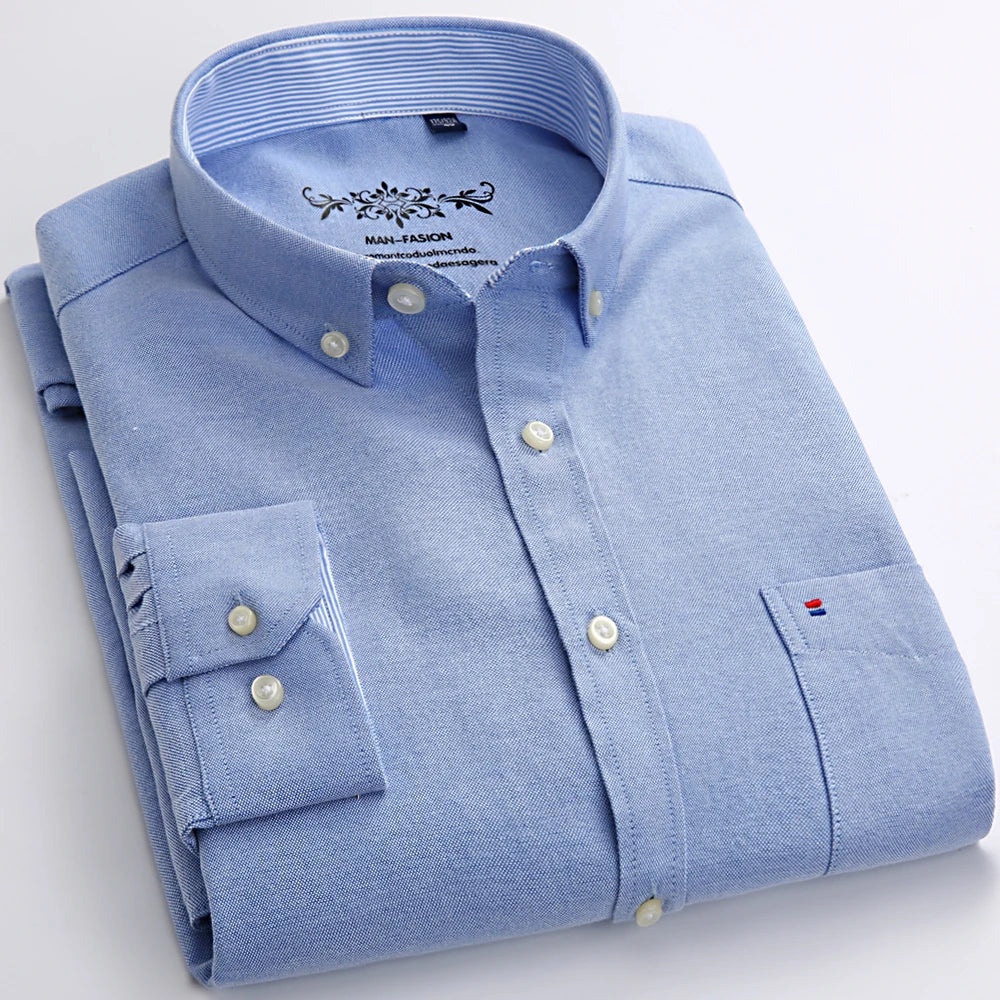 Oxford Striped & Plaid Work Shirt – Regular Fit Long Sleeve Gingham Style