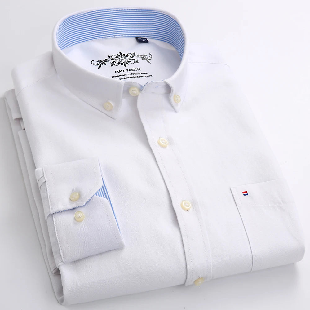 Oxford Striped & Plaid Work Shirt – Regular Fit Long Sleeve Gingham Style