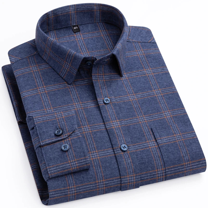Premium Flannel Plaid Shirt – Heavy Cotton Long Sleeve for Men