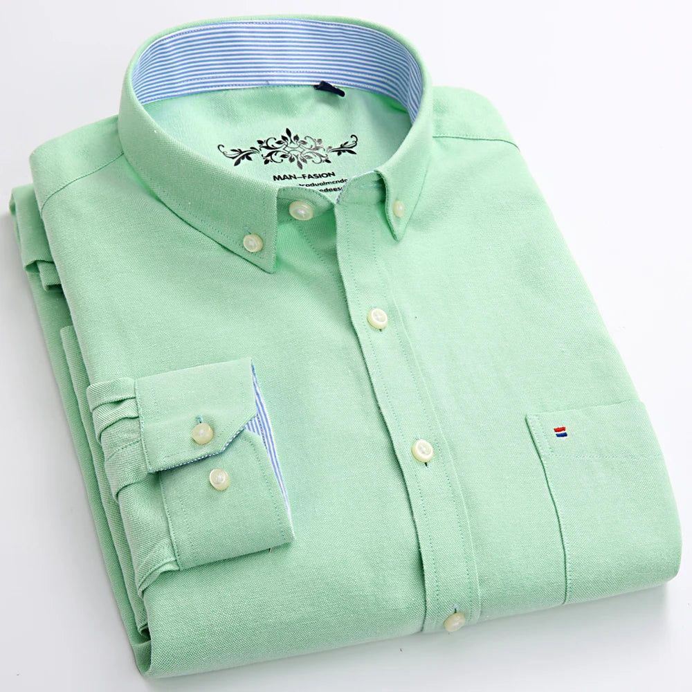 Oxford Striped & Plaid Work Shirt – Regular Fit Long Sleeve Gingham Style